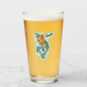 カラー飛んでいるスケーター、おもしろいイラストレーション タンブラーグラス