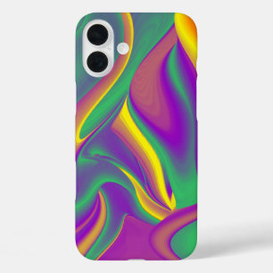 カラー魔法抽象芸術3Dレインボワート iPhone 16 PLUSケース