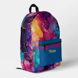 カラー鮮やかアルコールおよびインク（ばちゃばちゃ）跳ねるモノグラムの プリントバックパック