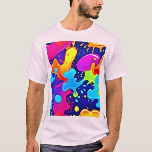 カラー鮮やかアートの爆発のスプラッシュ Tシャツ (正面)