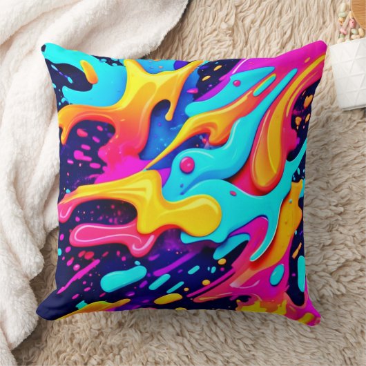 カラー鮮やかカオスアート クッション (ブランケット)