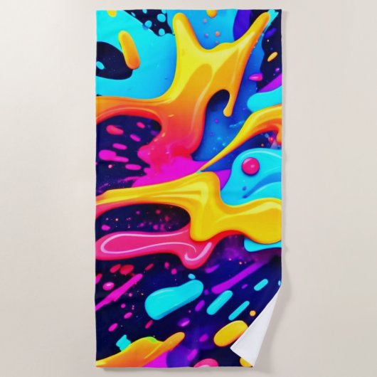 カラー鮮やかカオスアート ビーチタオル (正面)