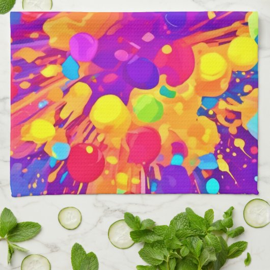 カラー鮮やかスパッタ キッチンタオル (折り畳み)