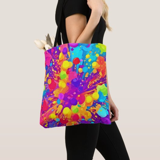 カラー鮮やかスパッタ トートバッグ (クローズアップ)