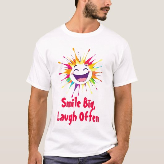 カラー鮮やかスプラッシュで幸せな顔 Tシャツ (正面)