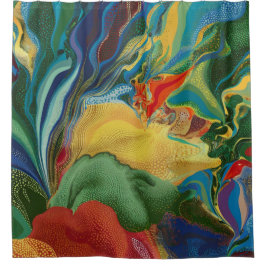 カラー鮮やかスプラッシュ抽象芸術アート シャワーカーテン