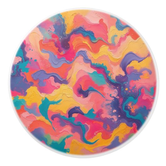 カラー鮮やかダイナミックパターンの渦巻き セラミックノブ (正面)