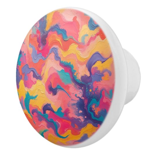 カラー鮮やかダイナミックパターンの渦巻き セラミックノブ (右)
