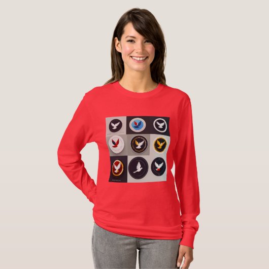 カラー鮮やかロゴ印刷された女性用Tシャツ Tシャツ (正面フル)