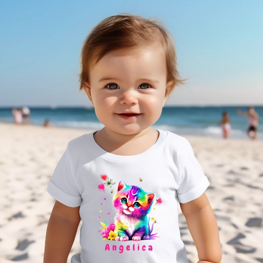 カラー鮮やか子猫の名前 ベビーTシャツ