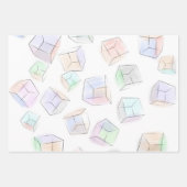 カラー3Dキューブ装飾用クッション ラッピングペーパーシート (正面2)