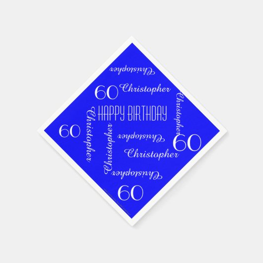 カラー60th誕生日パーティーの繰り返し名を選択 スタンダードカクテルナプキン (角)