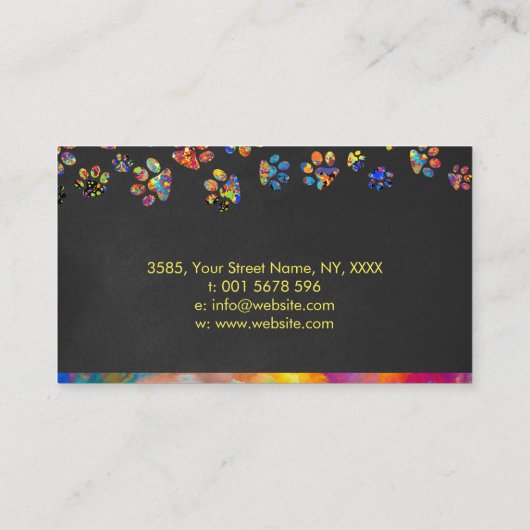 カラー（ばちゃばちゃ）跳ねるポーズモノグラム – ドッグウォーカー/シッター 名刺 (裏面)