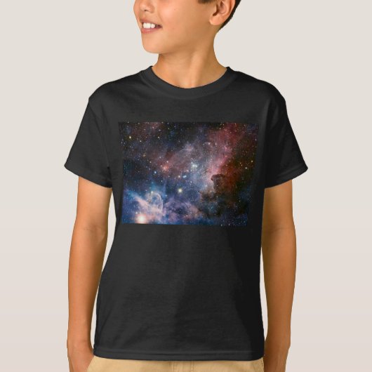 カラー カリーナ星雲 赤と青 ハッブル宇宙望遠鏡 Tシャツ (正面)