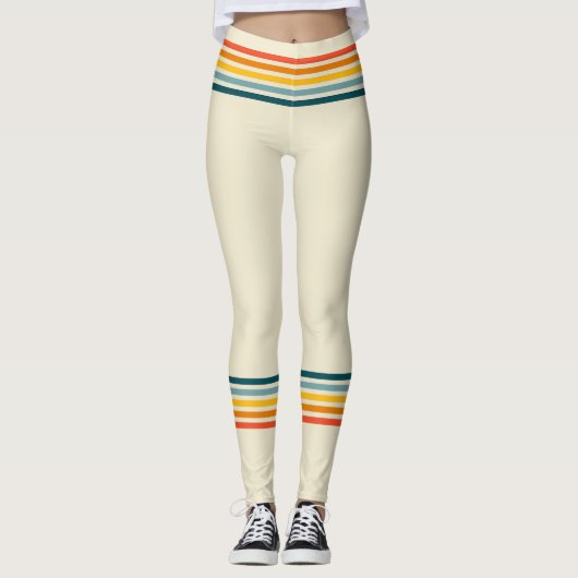 カラー&クリームトレンディー80のチューブソックススタイル レギンス (正面)