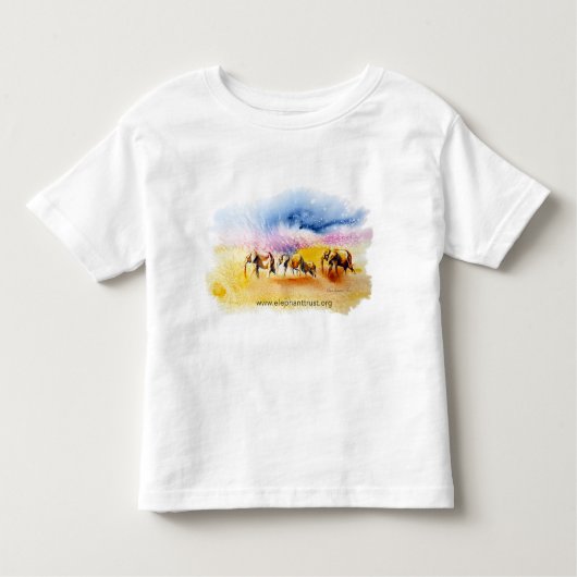 カラー・バースト象の群れのデザイン トドラーTシャツ (正面)