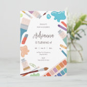 カラー ペイント アート パーティー 誕生日 招待状 (スタンド正面)