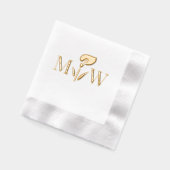 カラー リリー #2 カップル ウェディング 2イニシャル モノグラム 箔ナプキン (左)