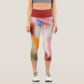 カラー/レッド、ピンク、ブルー、オレンジ、イエローのスプラッシュ。 カプリレギンス (正面)