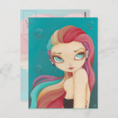 カラー - 妖精の人魚パンク レインボー ポストカード (正面/裏面)