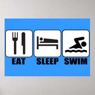 カラー「食べSleep, Swim」泳ぐ人のポスターを選択 ポスター