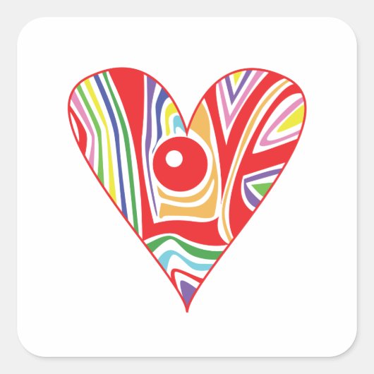 カラーLOVEハート スクエアシール (正面)