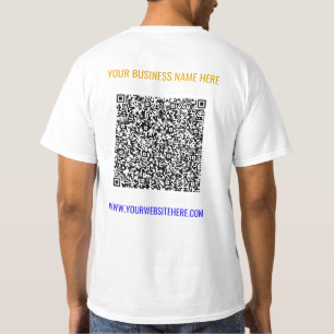 カラーQRコードカスタムテキストビジネスTシャツの例 Tシャツ