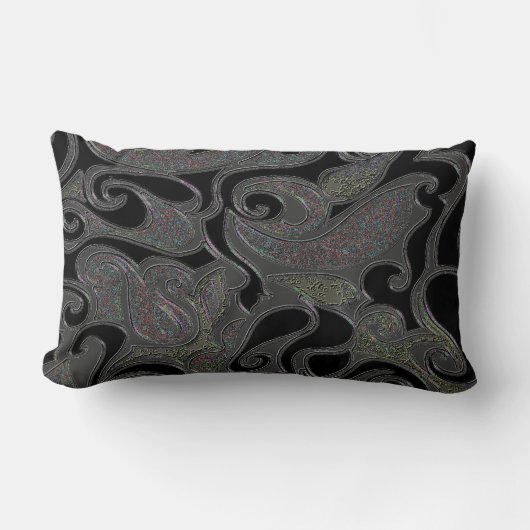カラーWackyレトロSwirl長方形の変更 ランバークッション (正面)