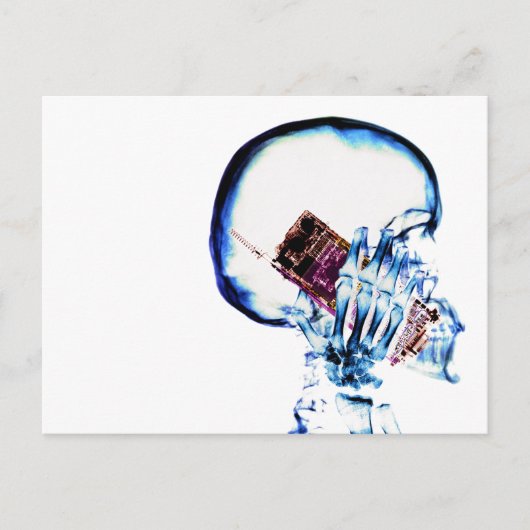 カラーX線ビジョンスケルトンスカル携帯電話 ポストカード (正面)