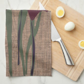 カラ素朴リリー植物フローラテクスチャ キッチンタオル (四つ折り)