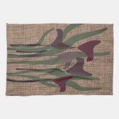 カラ素朴リリー植物フローラテクスチャ キッチンタオル (横)