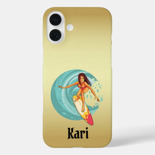 カリのサーファーガール ゴールドフォンケース Case-Mate iPhoneケース (裏面)