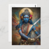 カリの戦士瞑想：女神シャクティの絵 ポストカード (正面/裏面)