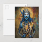 カリの神聖な笑い : 女神シャクティの絵画 ポストカード (正面/裏面)