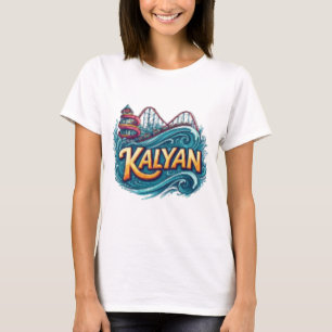カリアンアミューズメントパークロゴ – ウォーターウェーブタイポグラフィ Tシャツ