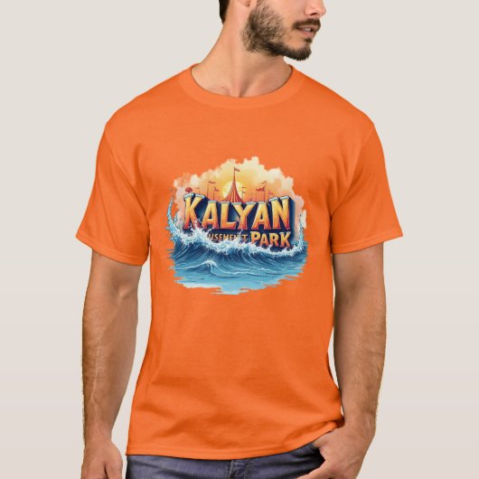 「カリアンアミューズメントパーク」のロゴ – 鮮やかWaveデザイン Tシャツ (正面)