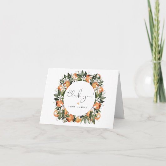 カリオプウォーターカラーオレンジブロッサムシトラスかわいこちゃん サンキューカード (正面)