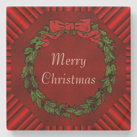 カリオペのクリスマスの砂岩コースター ストーンコースター (正面)