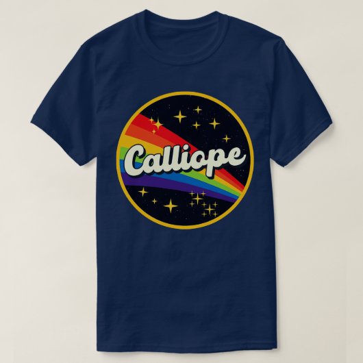 カリオペレインボーイン宇宙ヴィンテージスタイル Tシャツ (デザイン正面)