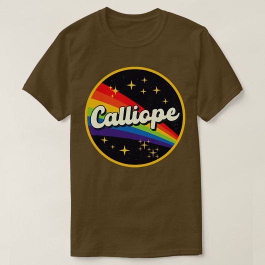 カリオペレインボーイン宇宙ヴィンテージスタイル Tシャツ (デザイン正面)