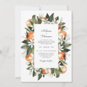 カリオペ – 水彩熱帯オレンジ色の花 招待状 (正面)