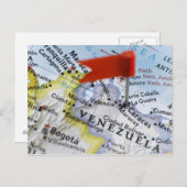 カリカス(Caracas)、ベネズエラの地図上に置かれたマップピン ポストカード (正面/裏面)