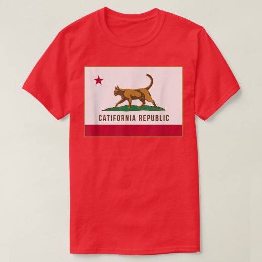 カリキャットティーズCalifornia共和国国旗  Tシャツ (デザイン正面)