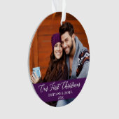 カリグライウアー初めてのクリスマス写真紫 オーナメント (正面)