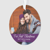 カリグライウアー初めてのクリスマス写真紫 オーナメント (正面)