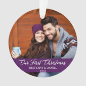 カリグライウアー初めてのクリスマス写真紫 オーナメント (正面)