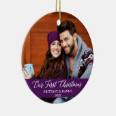 カリグライウアー初めてのクリスマス写真紫 セラミックオーナメント (右)