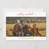 カリグラフィアレッド・フェリズ・ナビダードクリスマスフォト シーズンカード (正面)