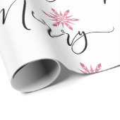 カリグラフィピンクグリッターの雪だるま ラッピングペーパー (ロールコーナー)