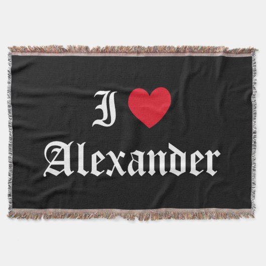 カリグラフィーで"Alexander"を愛してる スローブランケット (正面)